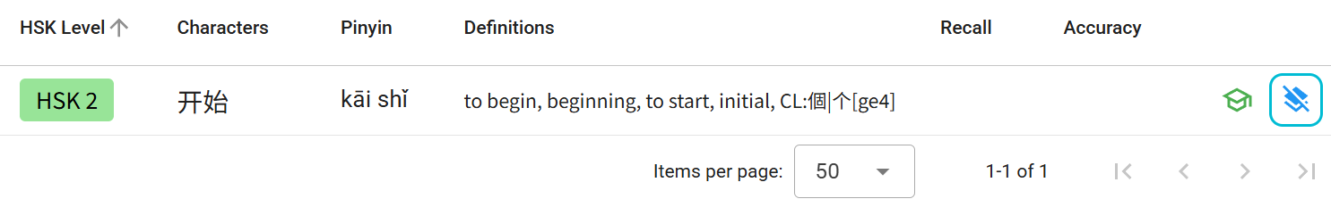 Click the remove word button to remove